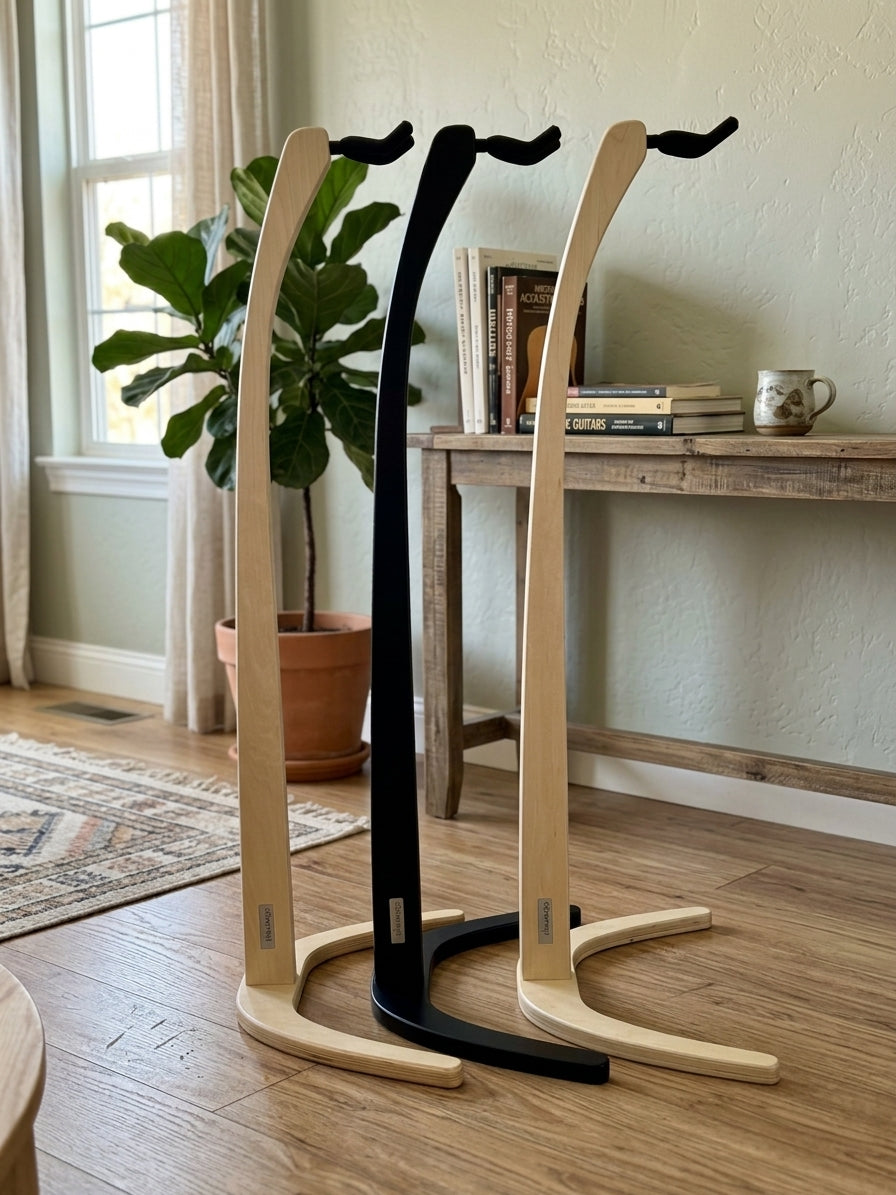 Free-Standing Wooden Guitar Stand