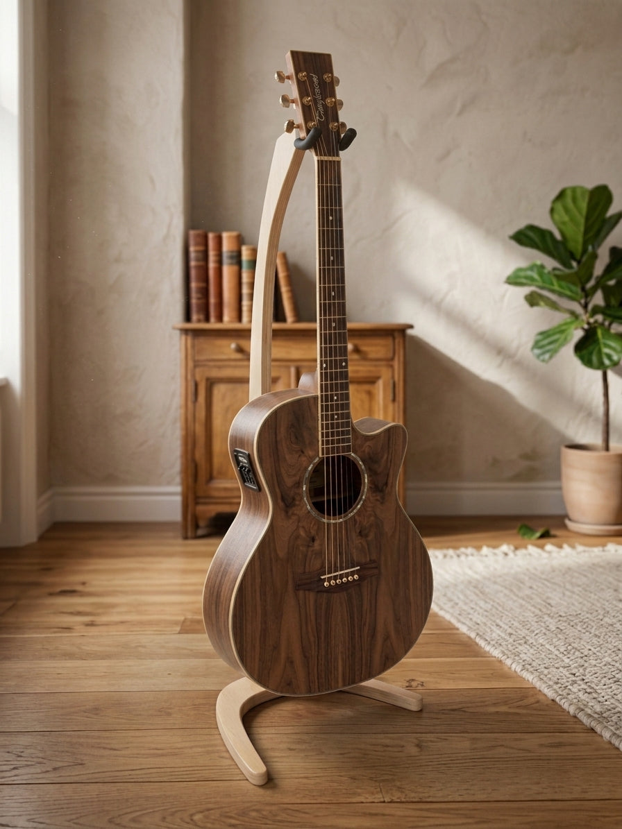 Free-Standing Wooden Guitar Stand